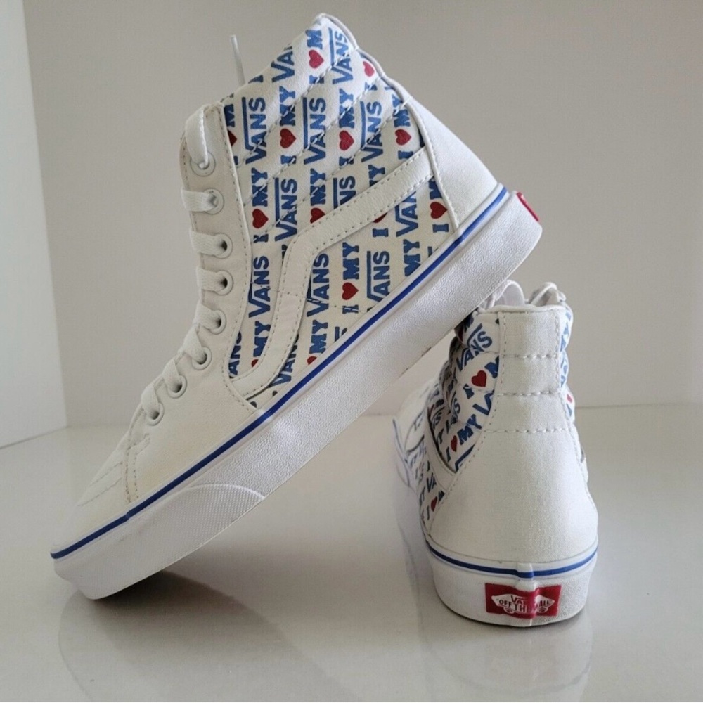 VANS SK8-Hi Top, WHITE SKATE SHOES UNISEX woman size 9 men’s size 7.5
